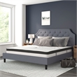 Pemberly Row King Tufted Platform Bed in Light Gray with 10