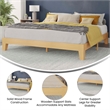 Pemberly Row Wood Platform King Bed with 14 Support Slats in Natural Pine