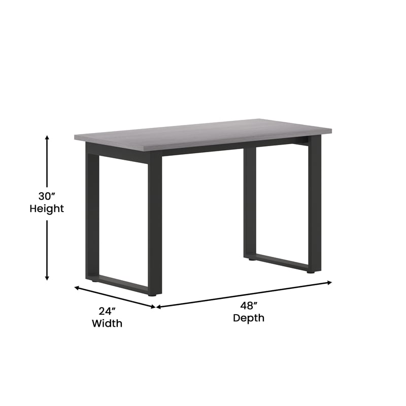 Pemberly Row 48x24 Conference Table with Laminate Top & U-Frame Base in Gray Oak
