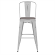 Pemberly Row All-Weather Bar Height Stool with Poly Resin Seat in White/Gray