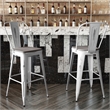 Pemberly Row All-Weather Bar Height Stool with Poly Resin Seat in White/Gray