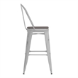 Pemberly Row All-Weather Bar Height Stool with Poly Resin Seat in White/Gray