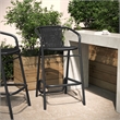 Pemberly Row Indoor/Outdoor Rattan Restaurant Barstool in Black/Black