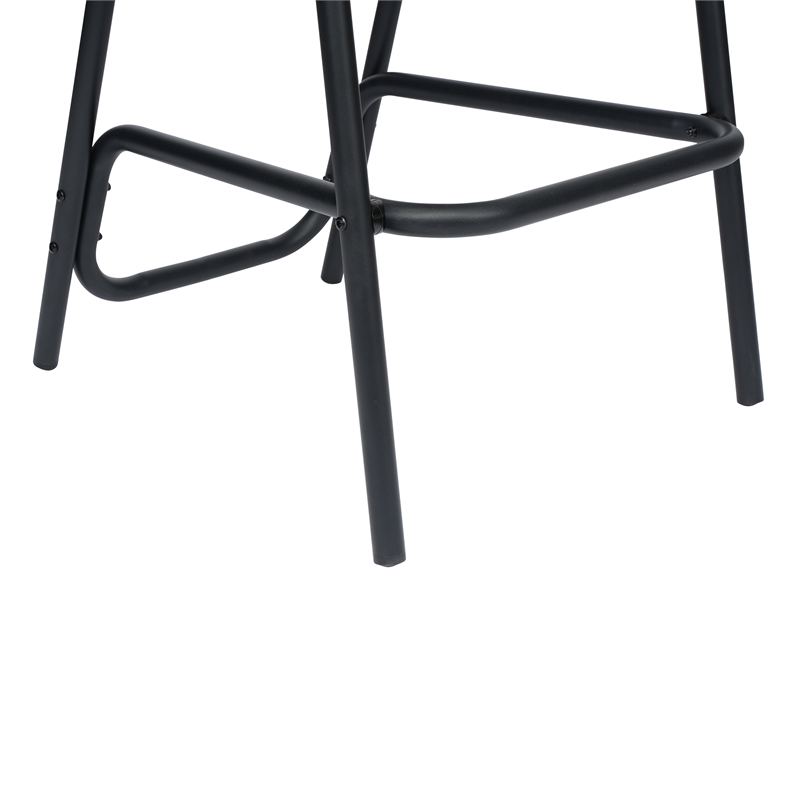 Pemberly Row Indoor/Outdoor Rattan Restaurant Barstool in Black/Black