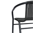 Pemberly Row Indoor/Outdoor Rattan Restaurant Barstool in Black/Black