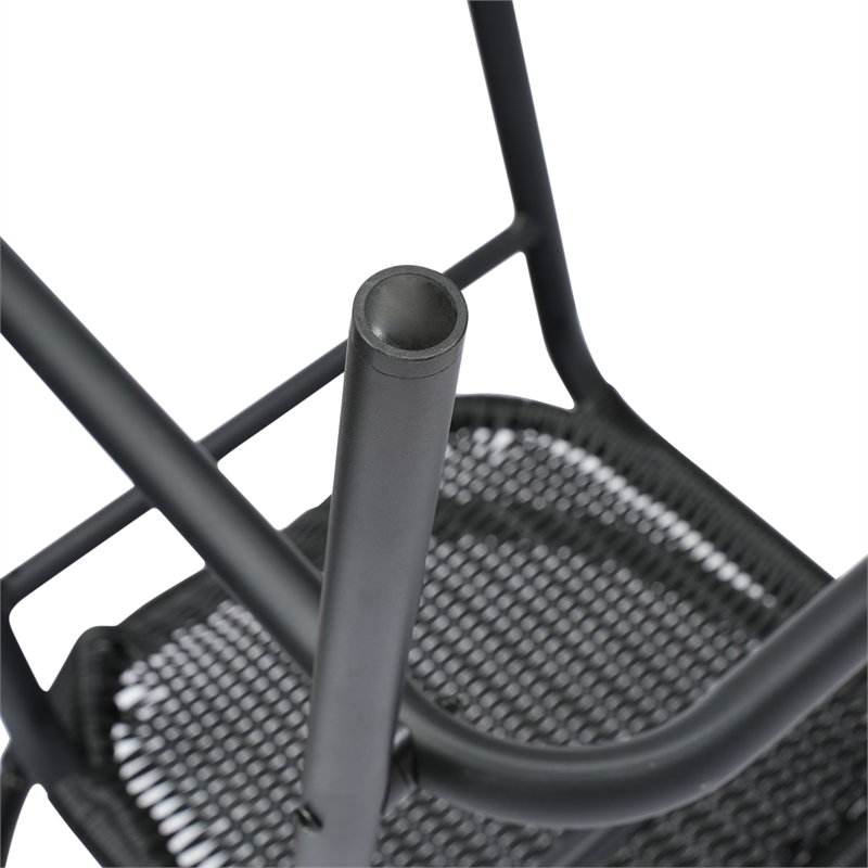 Pemberly Row Indoor/Outdoor Rattan Restaurant Barstool in Black/Black