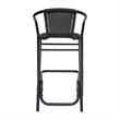 Pemberly Row Indoor/Outdoor Rattan Restaurant Barstool in Black/Black