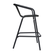 Pemberly Row Indoor/Outdoor Rattan Restaurant Barstool in Black/Black