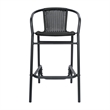 Pemberly Row Indoor/Outdoor Rattan Restaurant Barstool in Black/Black