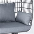 Pemberly Row Indoor/Outdoor Wicker Swivel Lounge Chair with 4 Cushions in Gray