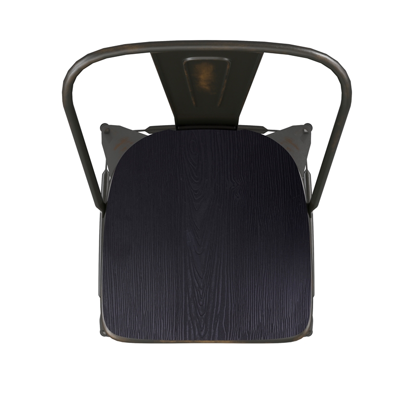 Pemberly Row All-Weather Bar Height Stool with Poly Resin Seat in Copper/Black