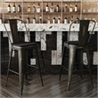 Pemberly Row All-Weather Bar Height Stool with Poly Resin Seat in Copper/Black