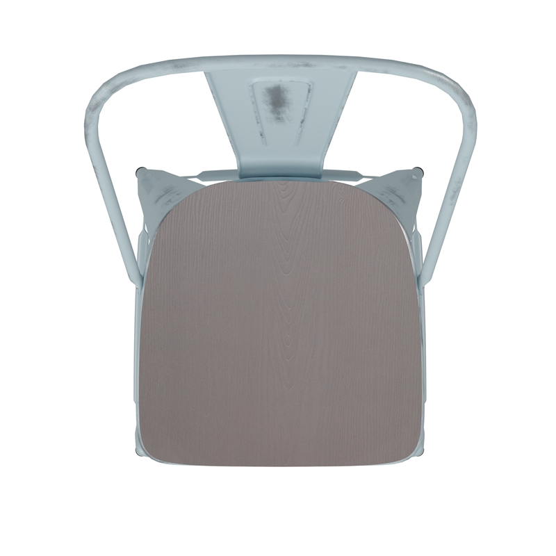 Pemberly Row Bar Height Stool with Poly Resin Seat in Green-Blue/Gray