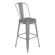 Pemberly Row Bar Stool with Removable Back & Poly Seat in Silver/Gray