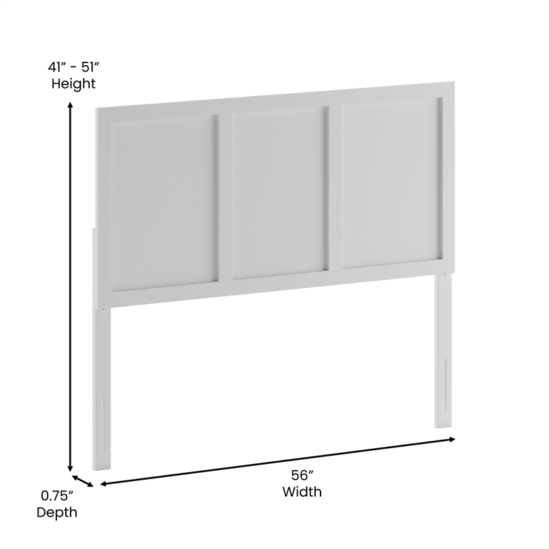 Pemberly Row Contemporary Queen Size 4 Panel Wooden Headboard in White