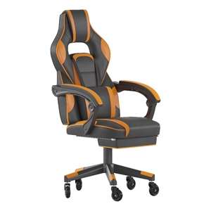 Pemberly Row Office Gaming Chair with Skater Wheels and Reclining Arms in Orange