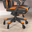 Pemberly Row Office Gaming Chair with Skater Wheels and Reclining Arms in Orange