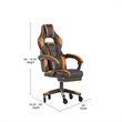 Pemberly Row Office Gaming Chair with Skater Wheels and Reclining Arms in Orange