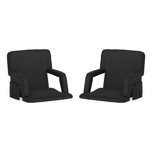 Pemberly Row 2-Pack Reclining Backpack Padded Stadium Chairs with Armrests