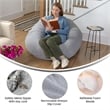 Pemberly Row Large Faux Sherpa Refillable Bean Bag Chair for Kids & Teens - Gray