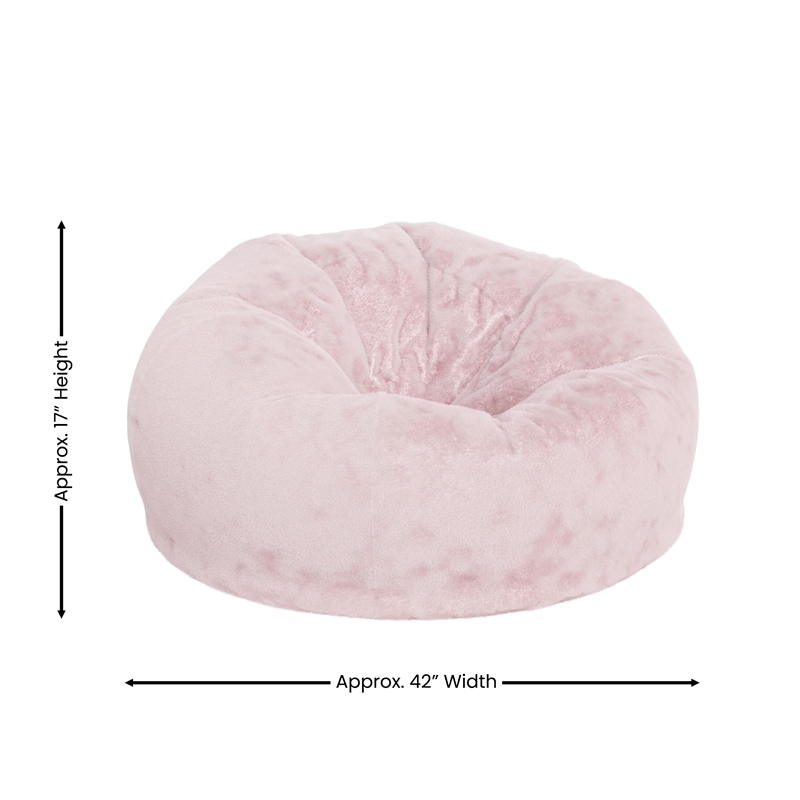 Pemberly Row Oversized Blush Furry Refillable Bean Bag Chair for All Ages