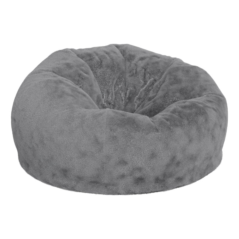 Pemberly Row Oversized Gray Furry Refillable Bean Bag Chair for All Ages