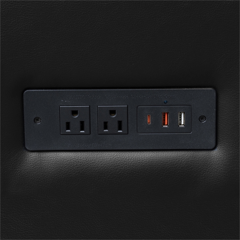 Pemberly Row Reception Chair with AC/USB/USB-C Charging Ports in Black