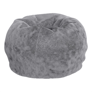 Pemberly Row Small Gray Furry Refillable Bean Bag Chair for Kids and Teens