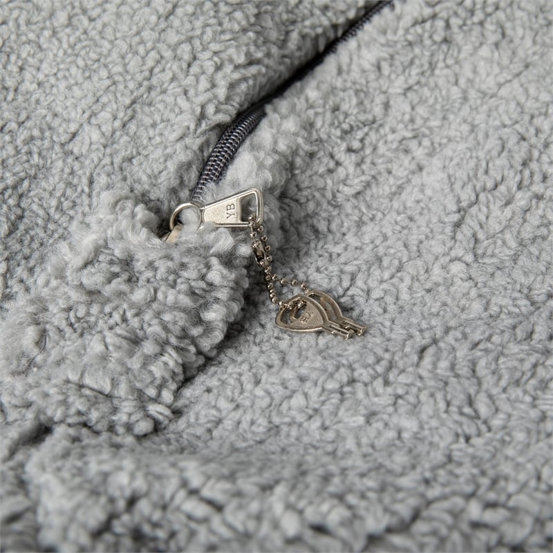 Pemberly Row Small Faux Sherpa Refillable Bean Bag Chair for Kids & Teens - Gray