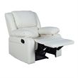 Pemberly Row Contemporary Pillow Back LeatherSoft Recliner in Cream