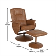 Pemberly Row Massaging Adjustable Recliner with Ottoman and Side Pocket in Brown