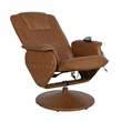 Pemberly Row Massaging Adjustable Recliner with Ottoman and Side Pocket in Brown