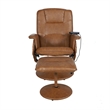 Pemberly Row Massaging Adjustable Recliner with Ottoman and Side Pocket in Brown