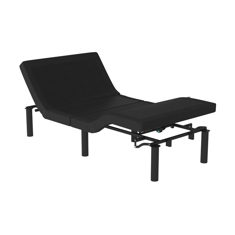 Pemberly Row Upholstered Adjustable Bed Base with Wireless Remote in Twin XL
