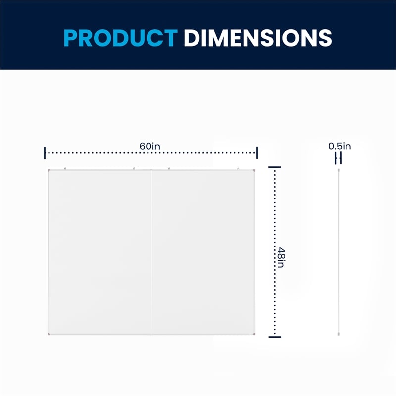 Pemberly Row 60x48 Aluminum Magnetic Dry Erase Board with Wall Mount Marker Tray