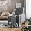 Pemberly Row Pushback Recliner with Button Tufted Back in Light Gray