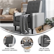 Pemberly Row Pushback Recliner with Button Tufted Back in Light Gray
