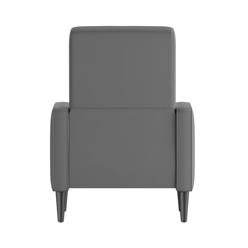 Pemberly Row Pushback Recliner with Button Tufted Back in Light Gray