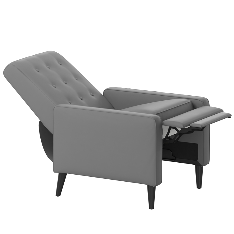 Pemberly Row Pushback Recliner with Button Tufted Back in Light Gray