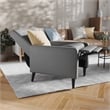 Pemberly Row Pushback Recliner with Button Tufted Back in Light Gray