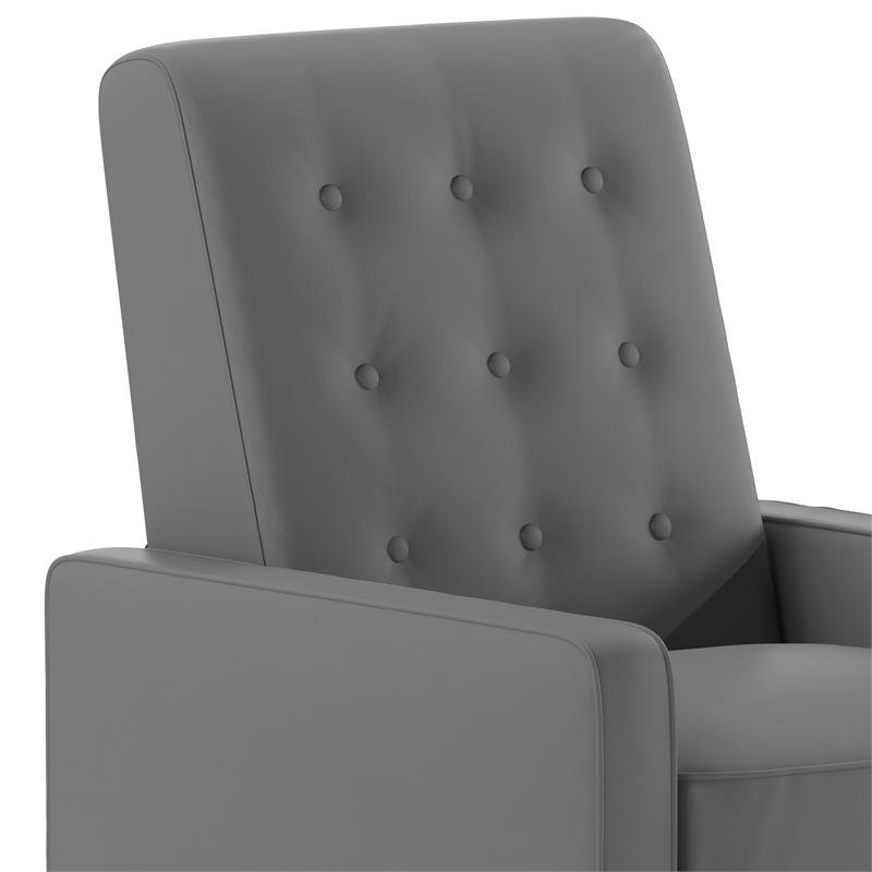 Pemberly Row Pushback Recliner with Button Tufted Back in Light Gray
