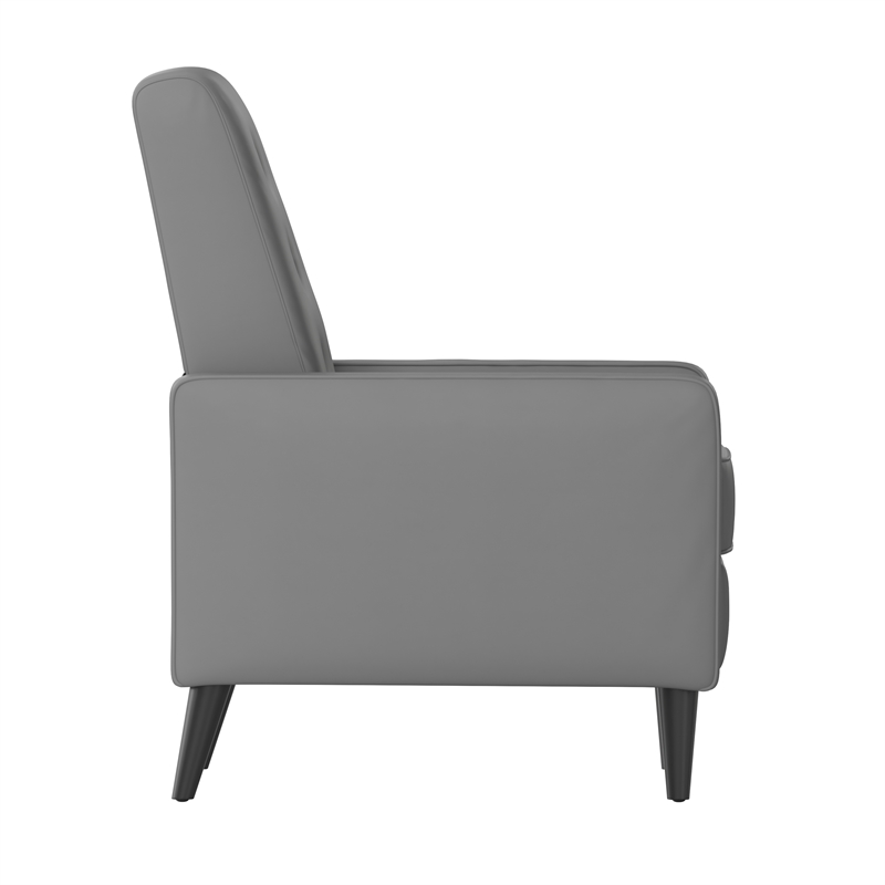 Pemberly Row Pushback Recliner with Button Tufted Back in Light Gray