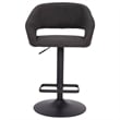 Pemberly Row Adjustable Height Barstool with Mid-Back & Black Base in Charcoal