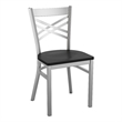 Pemberly Row Silver Antique X Back Metal Restaurant Chair with Black Wood Seat