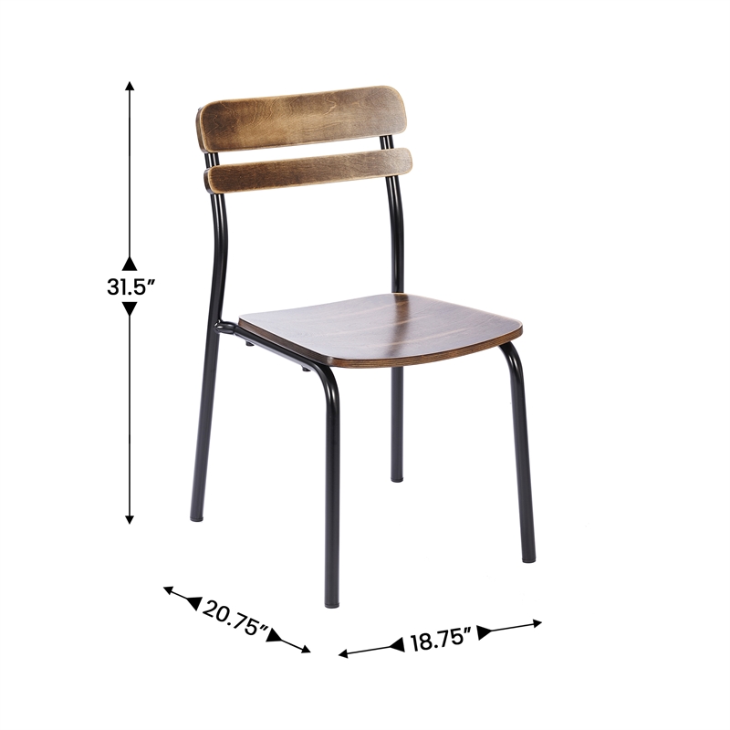 Pemberly Row Solid Wood Dining Chair with Black Frame in Antique Copper