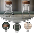 Pemberly Row Backless Double Ring Chrome Swivel Barstool with Weathered Seat