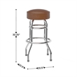 Pemberly Row Backless Double Ring Chrome Swivel Barstool with Weathered Seat