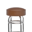 Pemberly Row Backless Double Ring Chrome Swivel Barstool with Weathered Seat