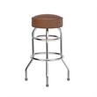 Pemberly Row Backless Double Ring Chrome Swivel Barstool with Weathered Seat