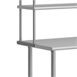 Pemberly Row 24x48 Stainless Steel Work Table with 2 Overshelves and Undershelf